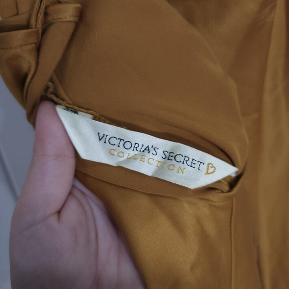 Victorias Secret Collection Womens Slip Dress Gold Satin Midi 80s Y2K Vtg Sz M - Picture 9 of 10